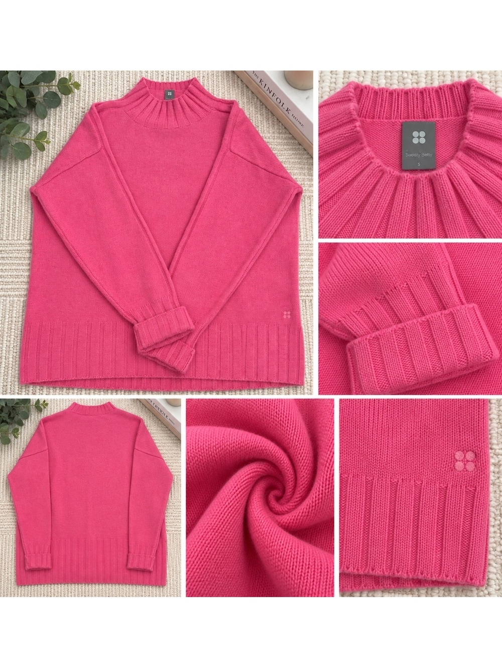 Sweaty Betty Pink Mock-Neck Sweater — Size Small